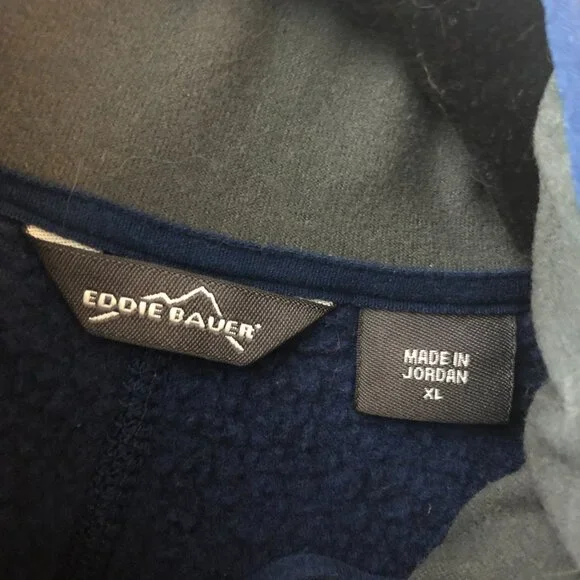 Eddie Bauer Womens Full Zip Sweater Jacket Fleece Pockets Navy Blue XL - Picture 3 of 4